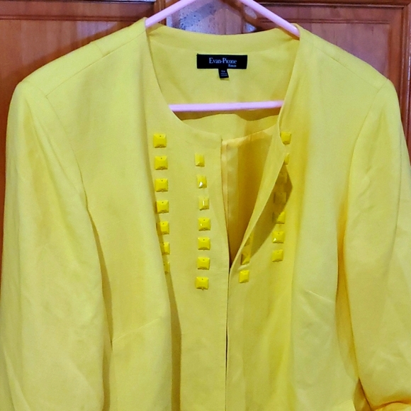 Women's Yelllow Linen Blend Jacket Evan Picone Sz 16W - Picture 5 of 9
